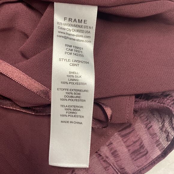 Frame Draped Textured Silk Halter Top in Cabernet size M (b11, b47) - Picture 7 of 7